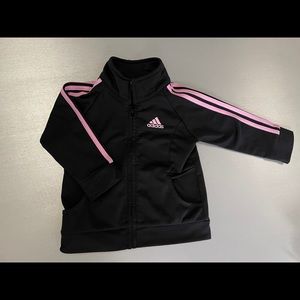 Adidas Girls  black and pink track jacket  12 M